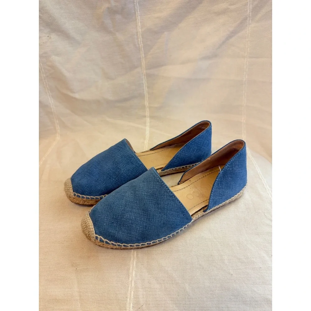 Jimmy Choo Blue Denim Fabric Espadrille Flats Star Sole Made in Spain Size 36
